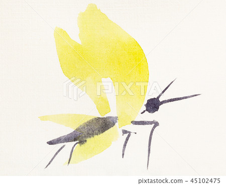 butterfly with yellow wings drawn by watercolors butterfly with yellow wings drawn by watercolors 45102475