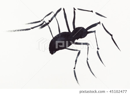 one spider drawn by black watercolors one spider drawn by black watercolors 45102477