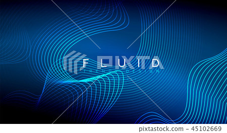 Blue neon particles glowing fluid wave lines, magic energy space light concept, abstract background 45102669