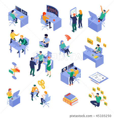 Programmers Isometric Set - Stock Illustration [45103250] - PIXTA