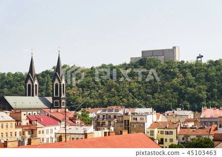 Prague panorama with Jan Zizka equestrian statue Prague panorama with Jan Zizka equestrian statue 45103463
