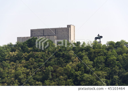 Prague panorama with Jan Zizka equestrian statue  45103464
