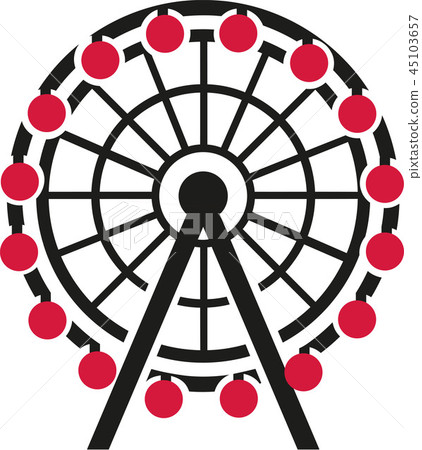 Ferris wheel with red gondola 45103657