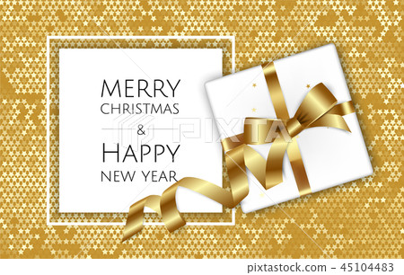 Christmas background with gift box and ribbons. 45104483