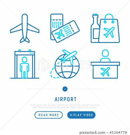 Airport thin line icons set 45104779