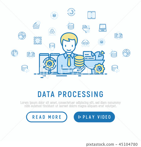 Data processing concept: smm manager analyzes 45104780