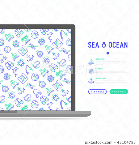 Sea and ocean journey concept with thin line icons 45104783