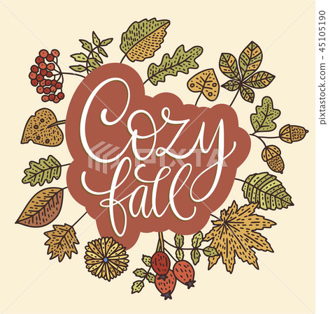 Autumn vector lettering card. 45105190
