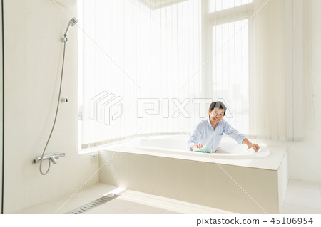 Senior man bathroom lifestyle image Senior man bathroom lifestyle image 45106954
