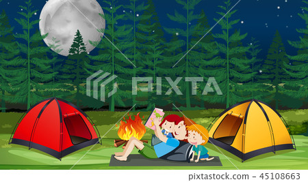 A family camping in forest 45108663