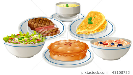 Set of food on plate Set of food on plate 45108723