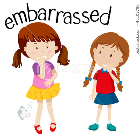 Embarrassed girl on white background 45108780