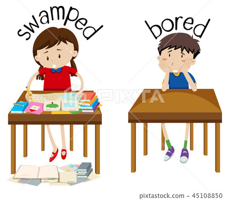 English opposite word swamped and bored 45108850