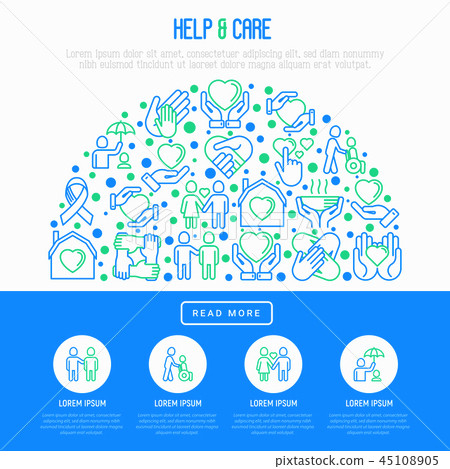 Help and care concept in half circle Help and care concept in half circle 45108905