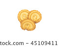 top view of three butter cookies. 45109411