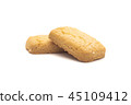 one side of two butter cookies on white background 45109412