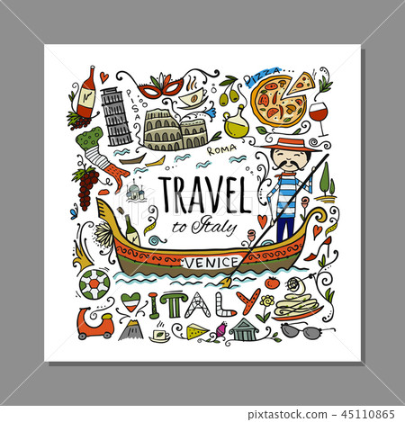 Travel to Italy. Greeting card for your design Travel to Italy. Greeting card for your design 45110865