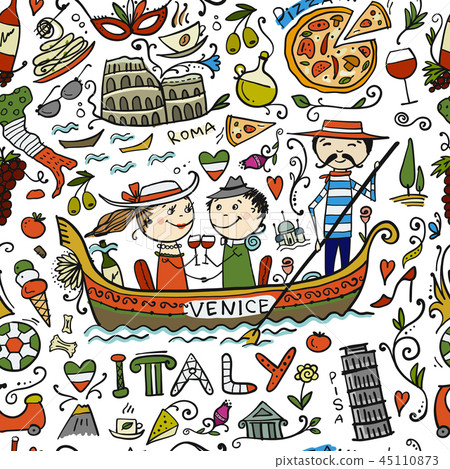 Travel to Italy. Seamless pattern for your design Travel to Italy. Seamless pattern for your design 45110873