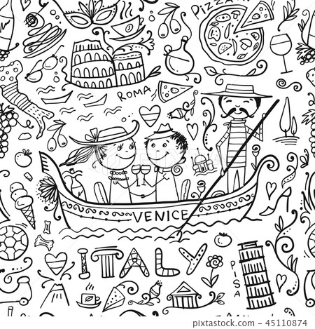 Travel to Italy. Seamless pattern for your design Travel to Italy. Seamless pattern for your design 45110874