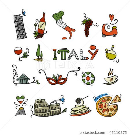 Travel to Italy. Icons set for your design 45110875