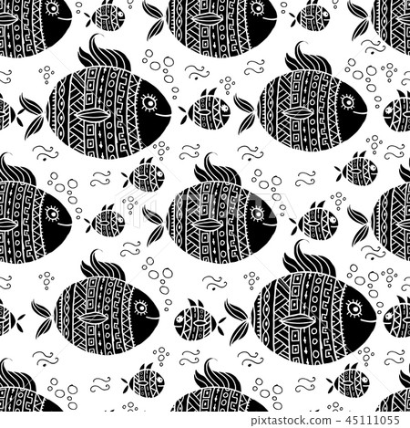 Ornate fish for your design - Stock Illustration [45111055] - PIXTA