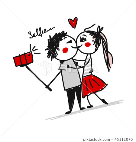 Couple in love do photos with mobile Couple in love do photos with mobile 45111070