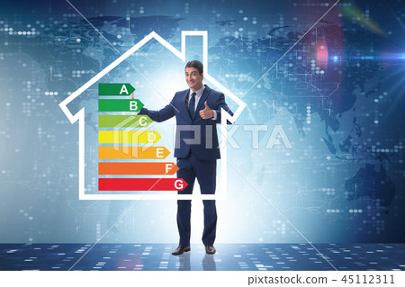 Businessman in energy efficiency concept Businessman in energy efficiency concept 45112311