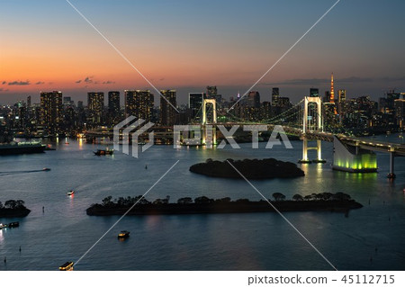 Tokyo Rainbow Bridge evening view Tokyo Rainbow Bridge evening view 45112715