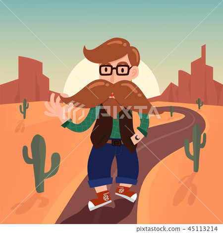 Cute gentleman hipster cartoon charactor  45113214