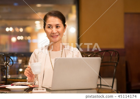 Middle business woman cafe image 45114174
