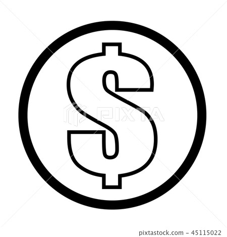 outline dollar icon on white background. outline dollar icon on white background. 45115022
