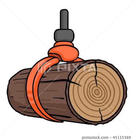 Hydraulic crane icon in cartoon style isolated on white background. Sawmill and timber symbol stock Hydraulic crane icon in cartoon style isolated on white background. Sawmill and timber symbol stock 45115389