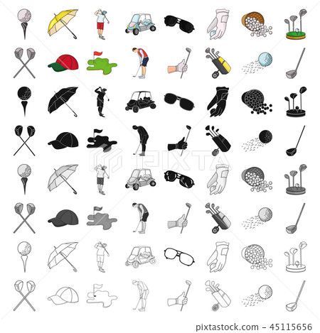 Golf club set icons in cartoon style. Big collection of golf club vector symbol stock illustration Golf club set icons in cartoon style. Big collection of golf club vector symbol stock illustration 45115656