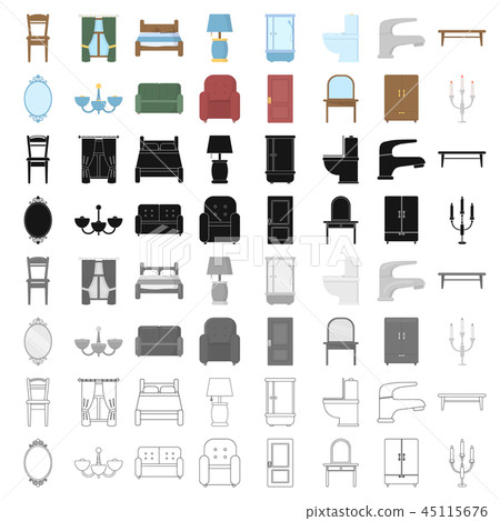 Furniture set icons in cartoon style. Big collection of furniture vector symbol stock illustration Furniture set icons in cartoon style. Big collection of furniture vector symbol stock illustration 45115676