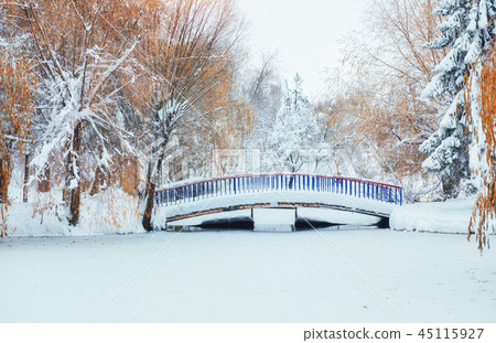 bridge over the river in winter. 45115927