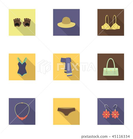 Clothes set icons in flat style. Big collection... - Stock Illustration ...