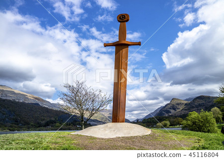 Iron sword in the stone at Llanberis in Snowdonia National Park in Wales Iron sword in the stone at Llanberis in Snowdonia National Park in Wales 45116804