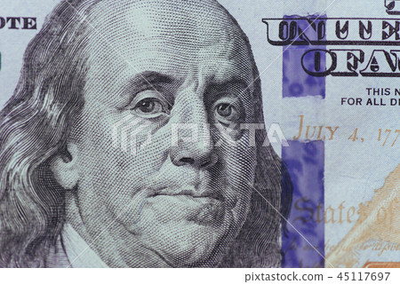 close up of Franklin on 100 dollars bill close up of Franklin on 100 dollars bill 45117697