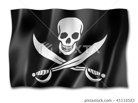 Pirate Flag Jolly Roger Isolated On White Stock Illustration