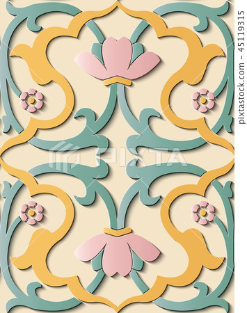 Seamless relief sculpture decoration retro pattern 45119315