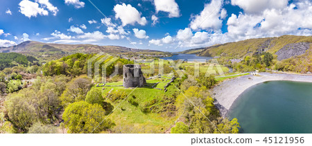 Aerial of Dolbadarn Castle at Llanberis in Snowdonia National Park in Wales Aerial of Dolbadarn Castle at Llanberis in Snowdonia National Park in Wales 45121956