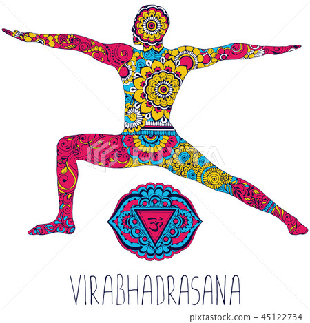 Virabhadrasana. Pose in yoga. 45122734