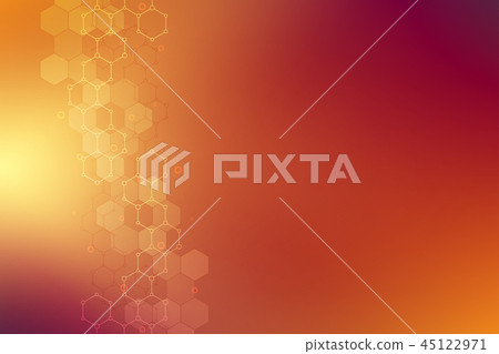 Molecular structures and hexagons elements. Abstract geometric background with molecules and 45122971