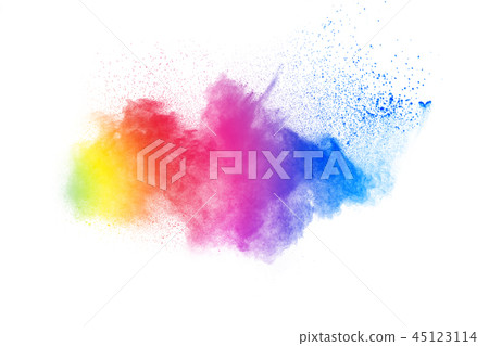 abstract color powder explosion on white. abstract color powder explosion on white. 45123114