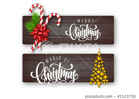 Set of holiday greeting card with lettering 45123738