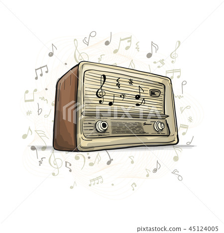 Retro radio, sketch for your design 45124005