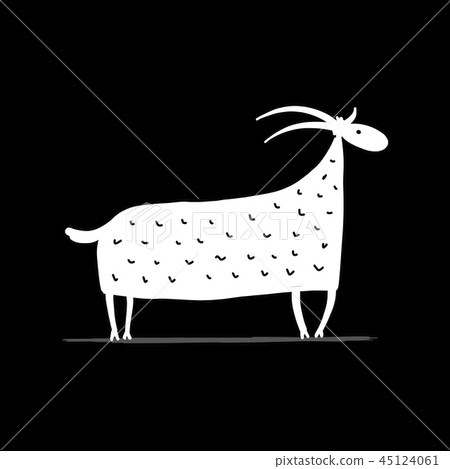 Funny goat, simple sketch for your design 45124061
