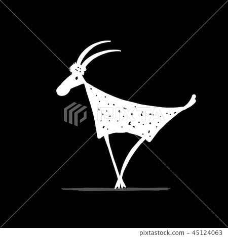 Funny goat, simple sketch for your design 45124063