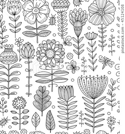 Floral meadow, seamless pattern for your design - Stock Illustration ...