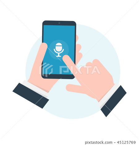 Voice recognition. Phone in the hand. Voice recognition. Phone in the hand. 45125769